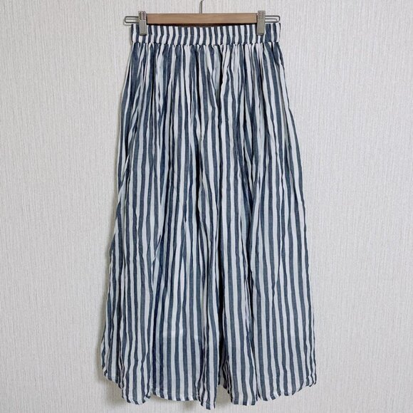 Samamo Pants - Samamo Striped Flare Long Skirt Blue/White
